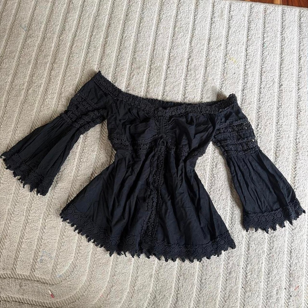 Venus Black off the shoulder blouse size M 100 % Cotton Whimsygoth punk y2k